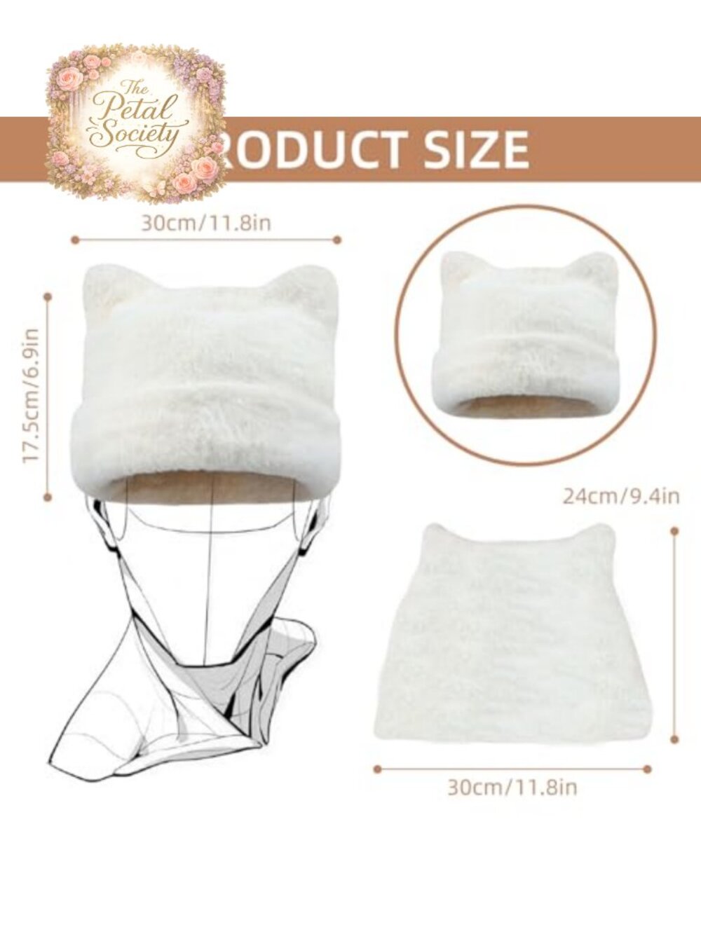 Womens Winter Beanie Cat Ear Hat Plush Cotton Faux Rabbit Fur Warm - Picture 2 of 6